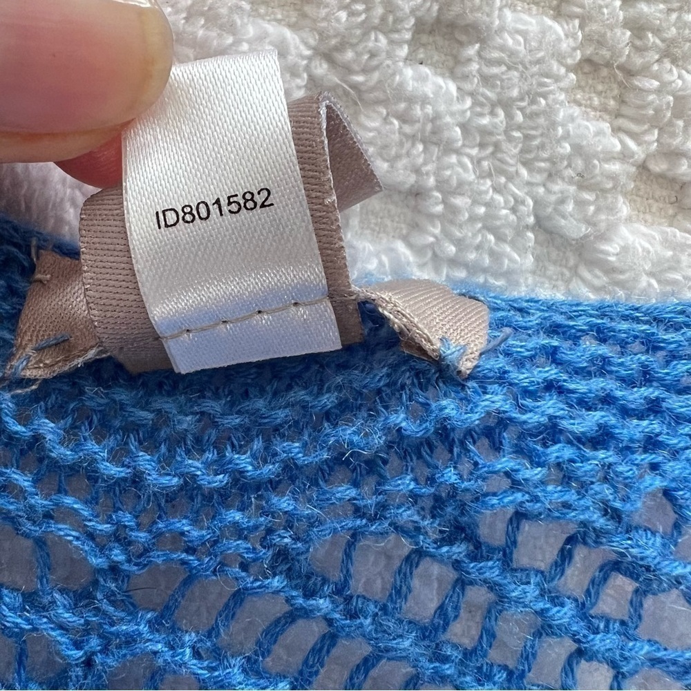 ! Chicos blue crocheted short sleeve sweater., - Picture 9 of 10